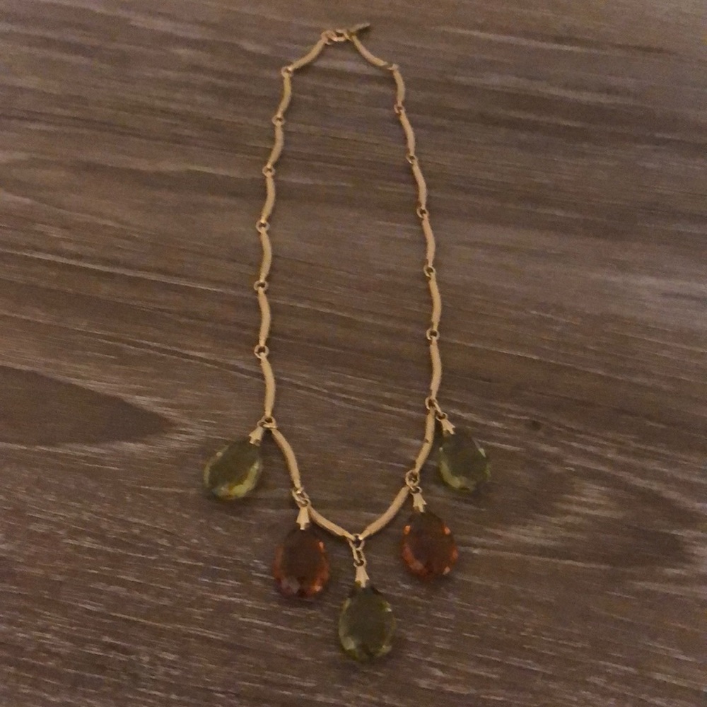 Vintage 1978 Orange/Green Teardrop Charm Necklace - Picture 2 of 4